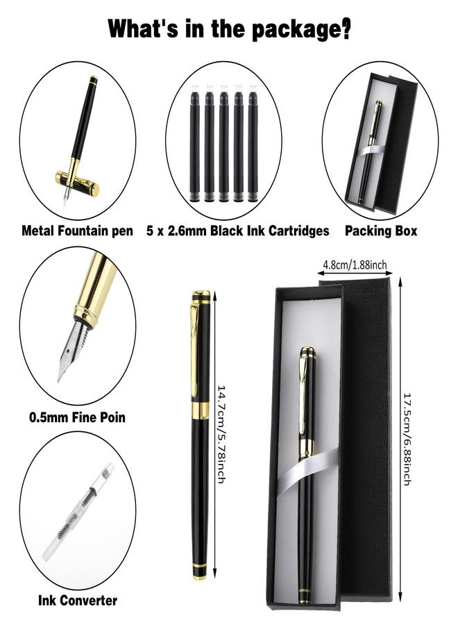 cobee Luxury Metal Fountain Pen, Fine Nib Fountain Pen Business Smooth Writing Pen with Ink Converter 5 Ink Cartridges Gift Box Calligraphy Pens for Writing Journaling Signature - Image 4