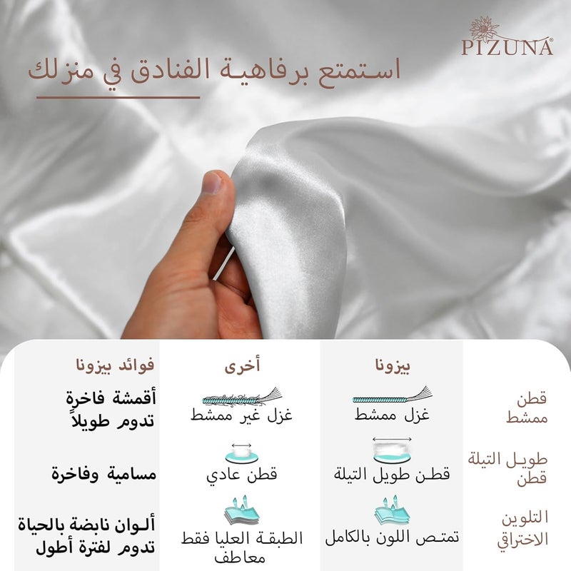 PIZUNA 100% Cotton Pillow Cases 48 x 74 cm White, 400 Thread Count Soft Luxurious Long Staple Cotton Sateen Weave Pillow Cover (Soft Pillowcase White - 2PC) - Image 5