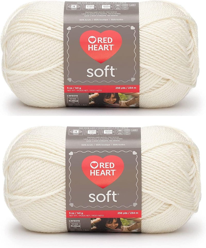 RED HEART Bulk Buy: Red Heart Soft Yarn E728-9779 (2-pack) (Off White) - Image 1