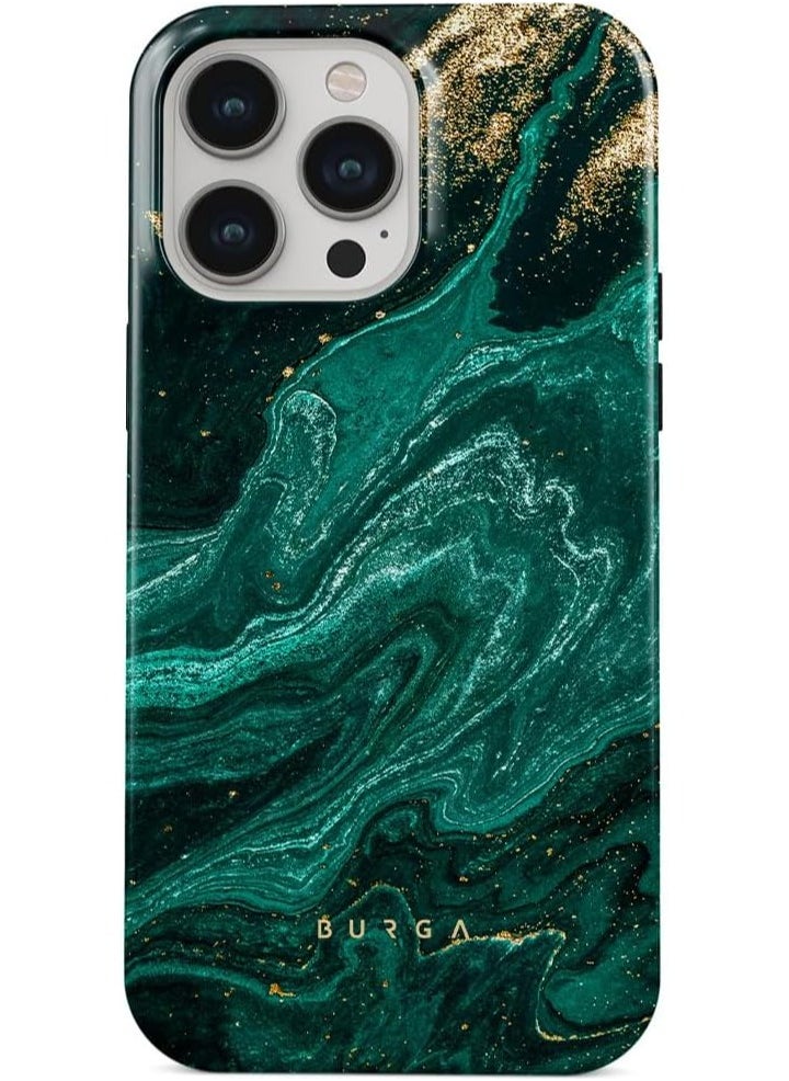 BURGA - iPhone 15 Pro Max Case, 2 Piece Hard Shell + TPU Silicone Interior, Shock Absorption, All Port Accessible, Raised Bezel For Screen & Camera Protection, Never Fading HQ Print,Emerald Pool - Image 1