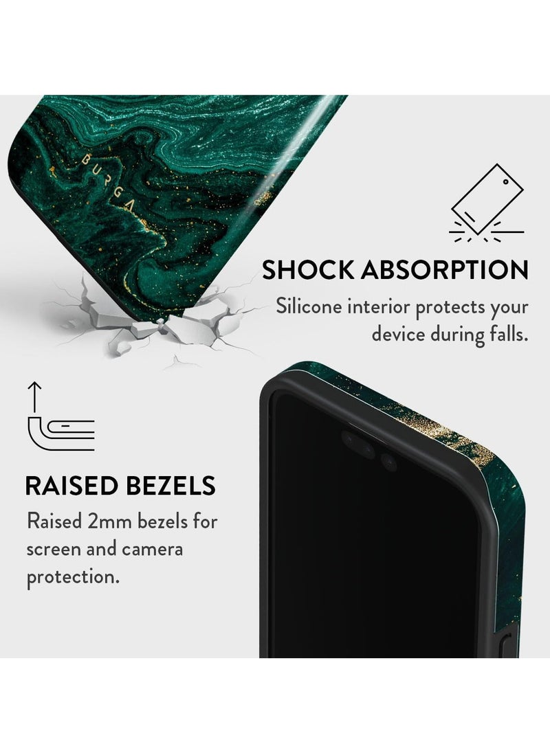 BURGA - iPhone 15 Pro Max Case, 2 Piece Hard Shell + TPU Silicone Interior, Shock Absorption, All Port Accessible, Raised Bezel For Screen & Camera Protection, Never Fading HQ Print,Emerald Pool - Image 1