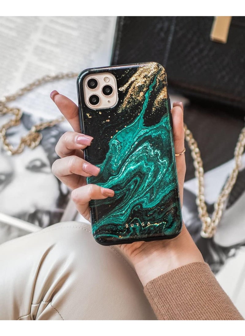 BURGA - iPhone 15 Pro Max Case, 2 Piece Hard Shell + TPU Silicone Interior, Shock Absorption, All Port Accessible, Raised Bezel For Screen & Camera Protection, Never Fading HQ Print,Emerald Pool - Image 1
