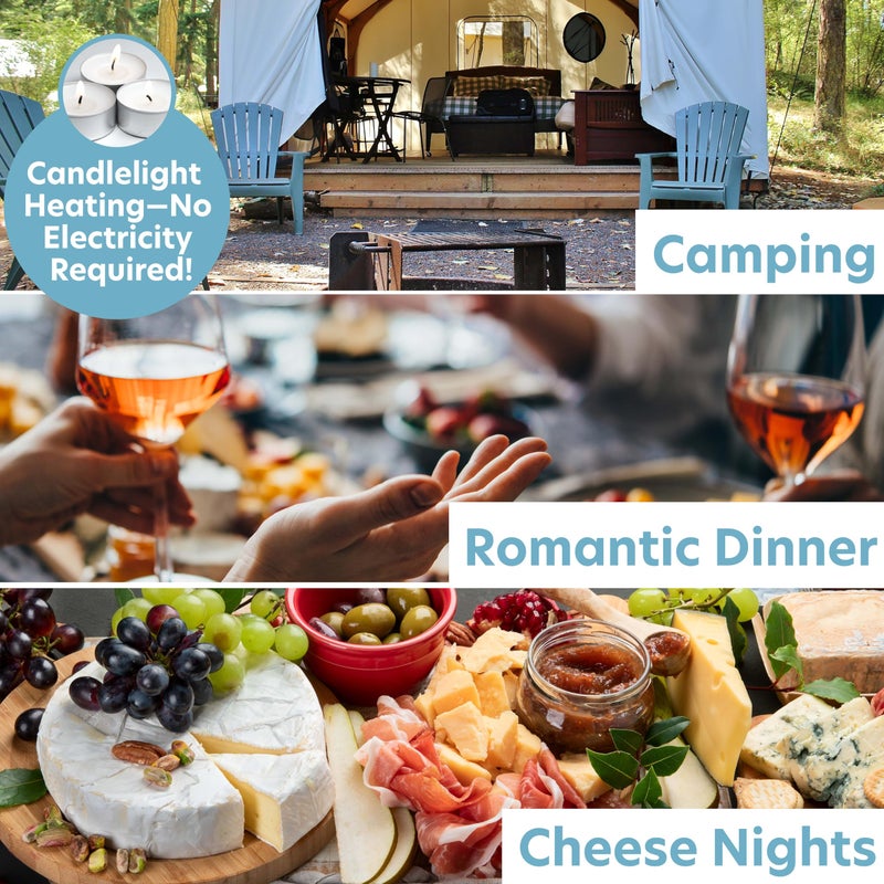 CucinaPro Cheese Raclette w Foldable Handle- Candlelight Cheese Melter Pan w Spatula - Cool Touch Base with 3 Tea Lights- Melts in Under 4 Mins, Small Portable, Great for Dinner Parties, Appetizers, Xmas Gift - Image 4