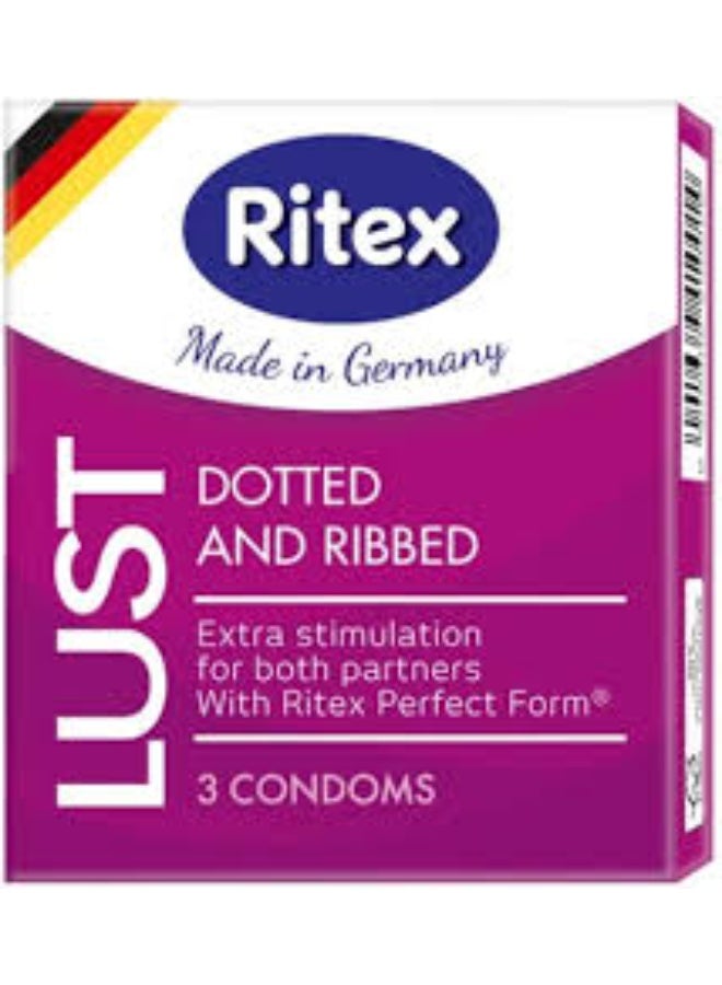 Ritex condom lust (dotted & ribbed) pack of 3