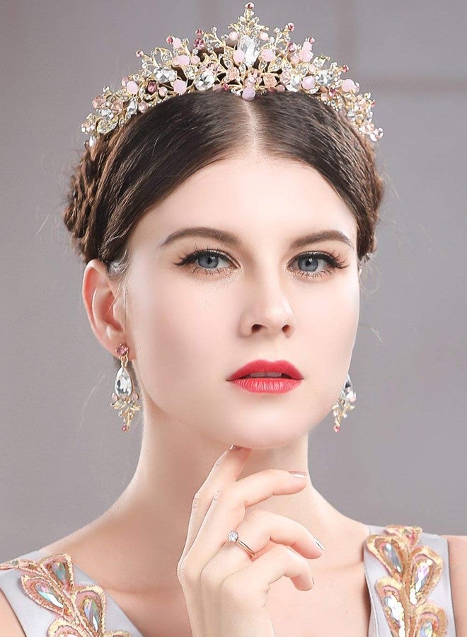 BELLAWOO Women Pink Tiara Princess Crystal Crown for Girls Birthday , Snow White Women Tiaras for Wedding - Image 3