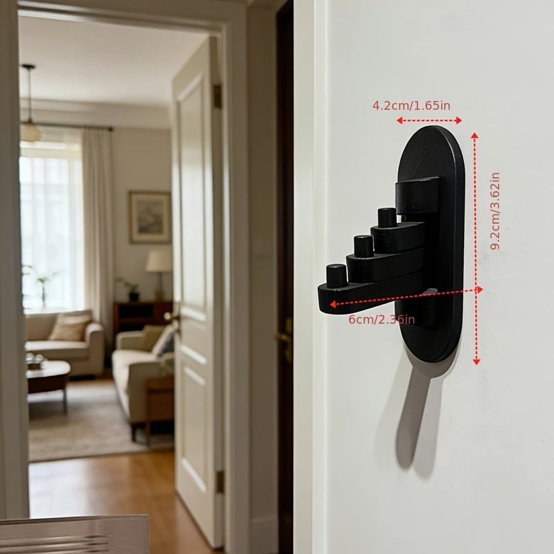 Brown No Drill Rotatable Key Hook Wall Mount Retractable Key Holder - Image 3