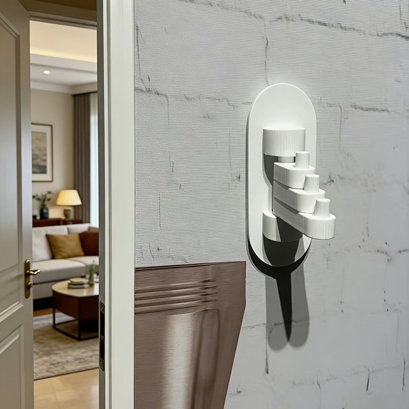 Brown No Drill Rotatable Key Hook Wall Mount Retractable Key Holder - Image 4