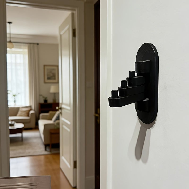 Brown No Drill Rotatable Key Hook Wall Mount Retractable Key Holder - Image 5