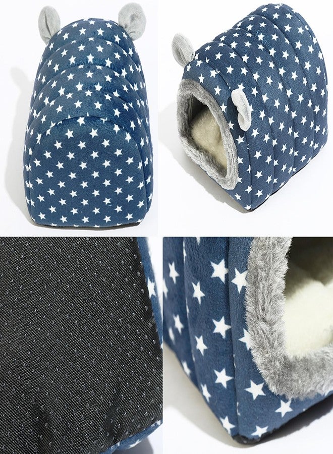 YUANST Hedgehog Bed Cave Hideout Hedgehog Accessories Hedgehog House, Hamster Small Animals Cage Supplies Warm House (Blue) - Image 3