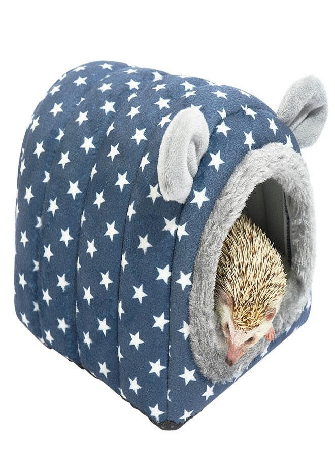 YUANST Hedgehog Bed Cave Hideout Hedgehog Accessories Hedgehog House, Hamster Small Animals Cage Supplies Warm House (Blue) - Image 1