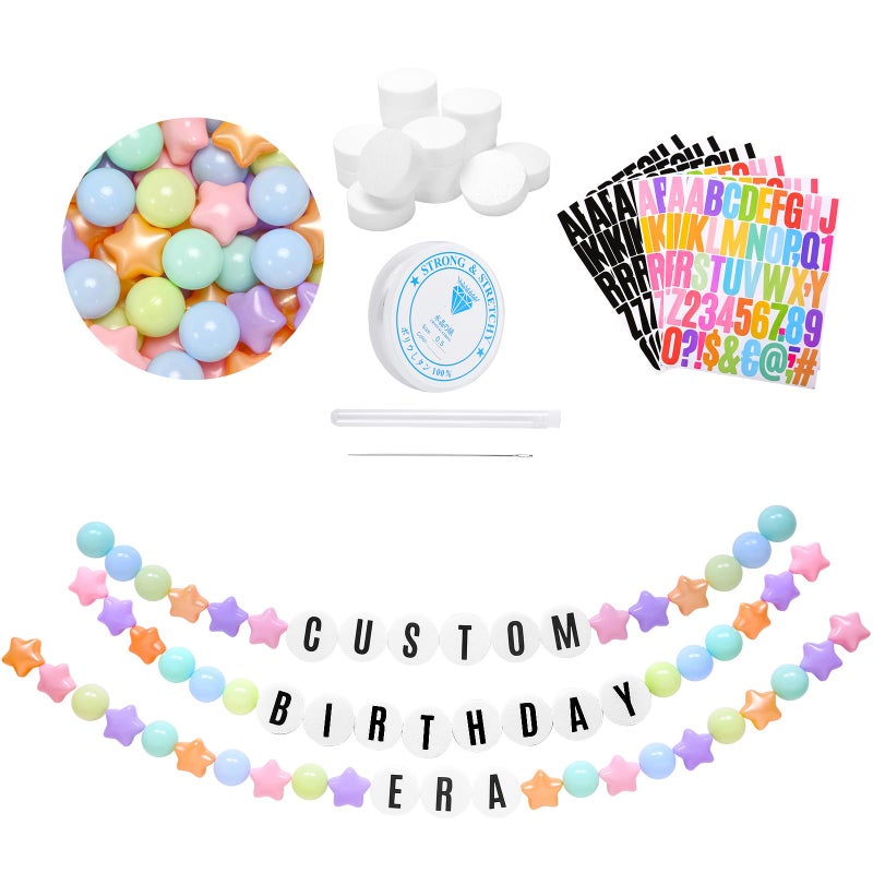 STARBOLO Kpop Theme Party Decorations Christmas Giant Friendship Bracelet Garland Kit Birthday Banner Customizable Banner Garland Decor Foam Circles Ball Plastic Balls DIY Supplies - Image 1