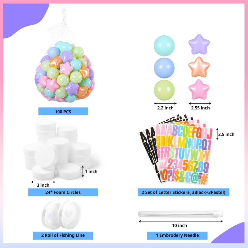STARBOLO Kpop Theme Party Decorations Christmas Giant Friendship Bracelet Garland Kit Birthday Banner Customizable Banner Garland Decor Foam Circles Ball Plastic Balls DIY Supplies - Image 5