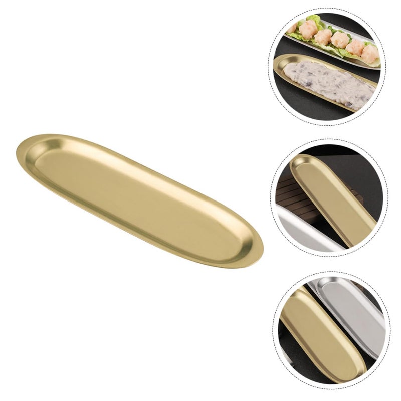 Golden Stainless Steel Serving Platter for Hot Pot Meatballs Sushi BBQ Easy Clean Kitchen Tool - Image 5