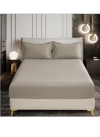 Donetella Bedding Fitted Sheet - Fits 150x200 Cm Bed For Queen Bed 3 Pcs (1 Fitted Sheet and 2 Pillowcases) - 30 Cm Deep Pocket - Solid Bed Sheet