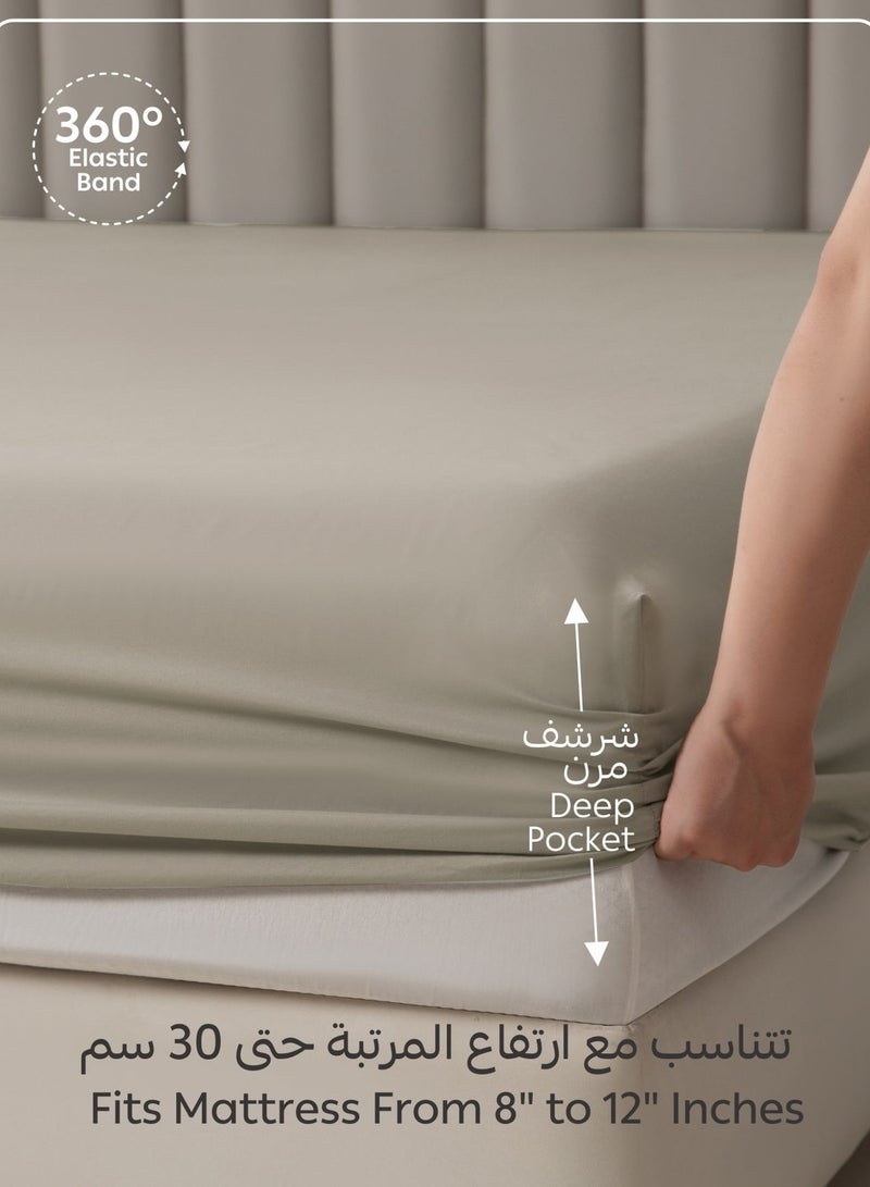 Donetella Bedding Fitted Sheet - Fits 150x200 Cm Bed For Queen Bed 3 Pcs (1 Fitted Sheet and 2 Pillowcases) - 30 Cm Deep Pocket - Solid Bed Sheet - Image 4