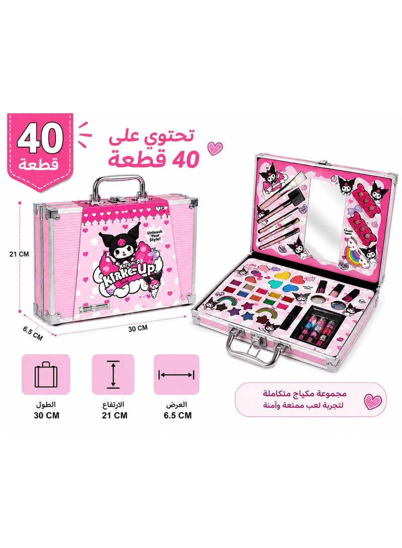 حقيبة مكياج أطفال كاملة مع مرآة وإكسسوارات تجميل – تصميم حقيبة محمولة 40 قطعة - Image 3