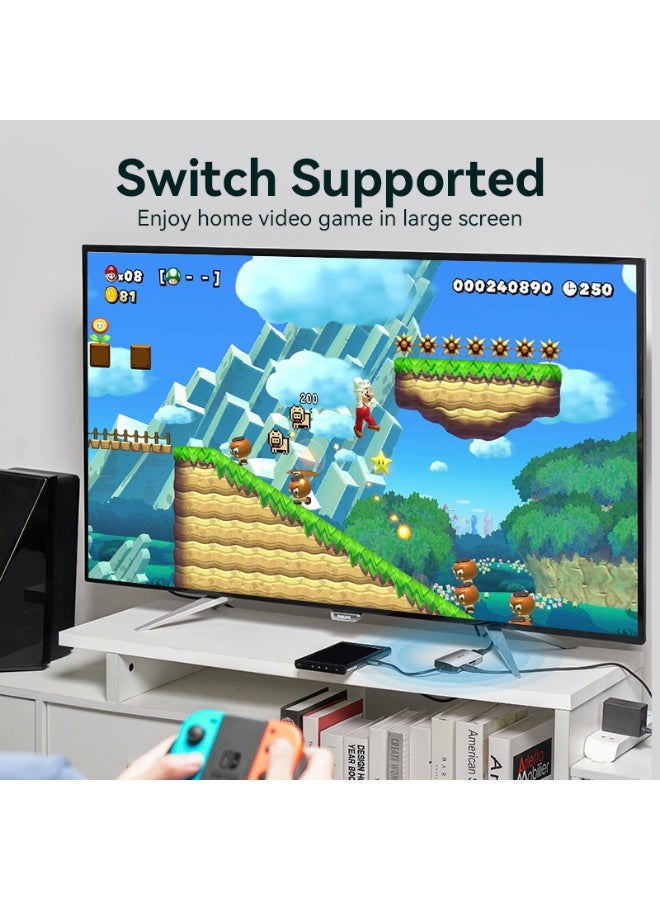 VENTION USB-C to HDMI/USB 3.0x3/SD/TF/PD Docking Station Gray 0.15M Aluminum Alloy Type Model # TOJHB - Image 4