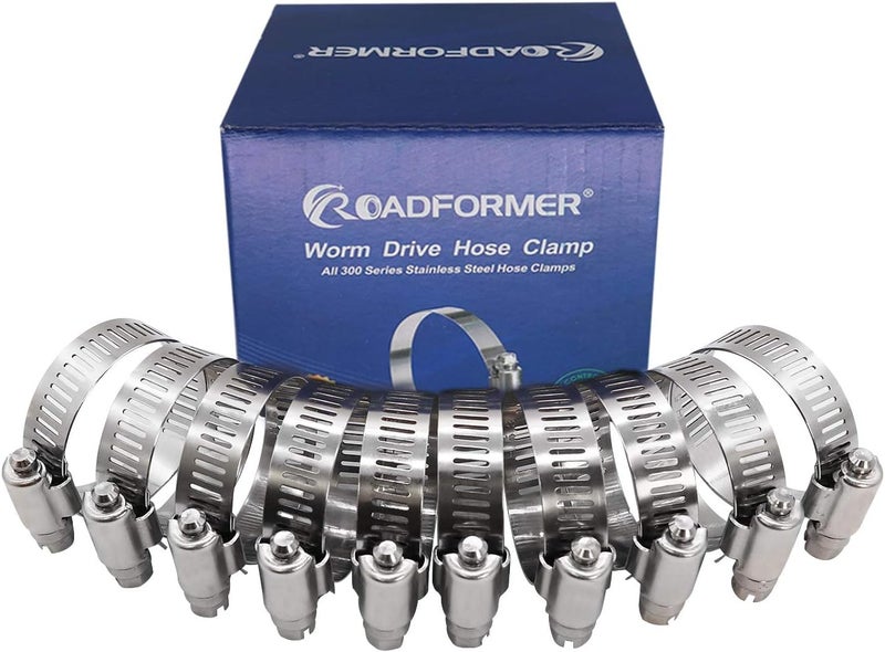 ROADFORMER 2.5" Worm Gear Hose Clamp - SAE 40 Size, Full Stainless Steel with 1/2" Band Width, Working Range 52mm - 76mm Hose Clamps, 10 Pack - Image 2