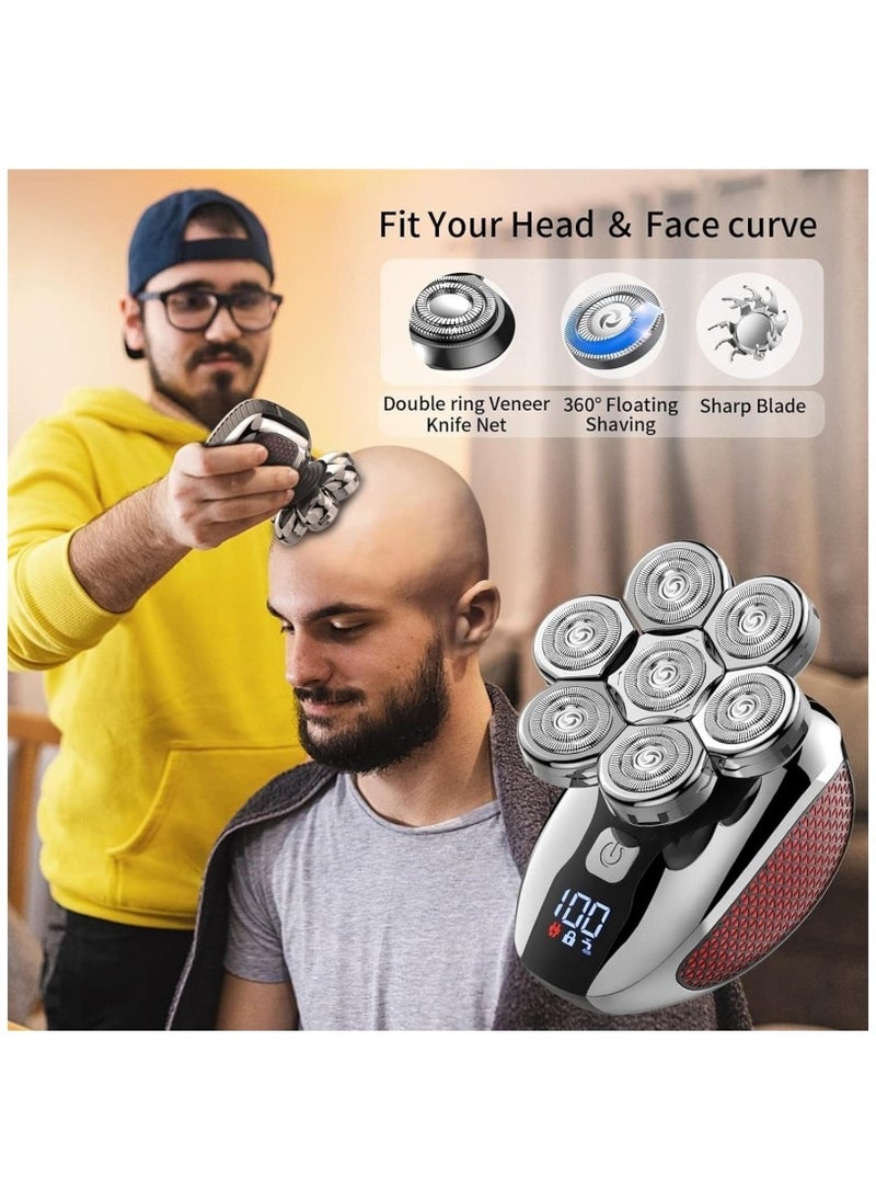 Ru syanl Detachable Electric Shavers for Bald Men Waterproof Wet and Dry Dual Use 7D with Hair Sideburns Trimmer 6 in 1 Electric Razor Cordless Men's Grooming Kit  - Image 5