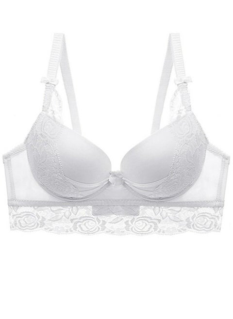 Comfy  Solid Color 3/4 Cup Lace Bra White