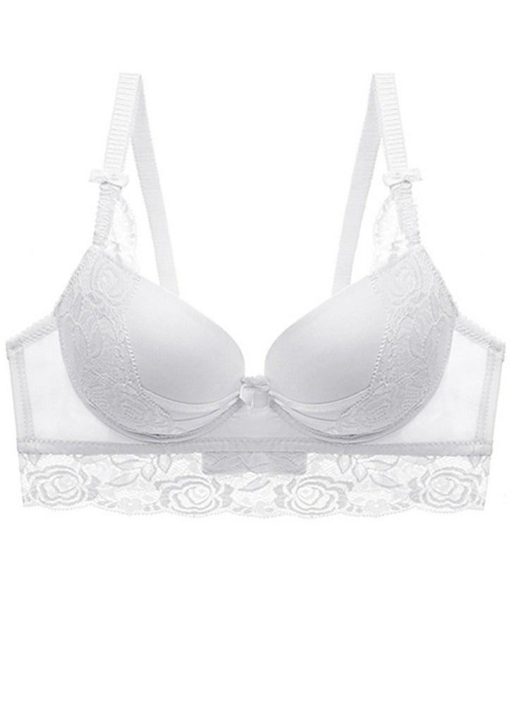 Loquat - Comfy  Solid Color 3/4 Cup Lace Bra White - Image 1