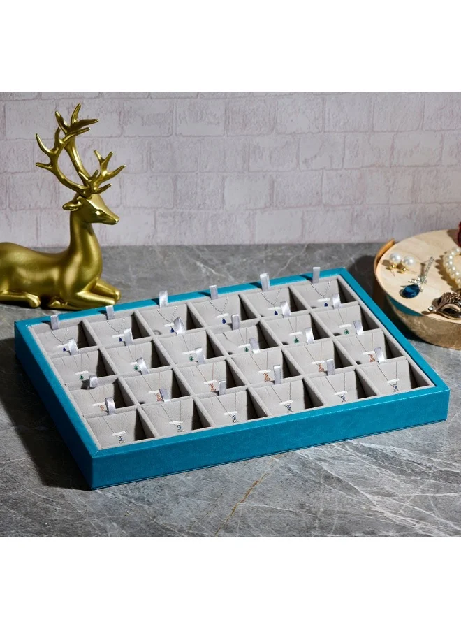 دانوب هوم Danube Home Elsa Velvet Jewelry Organizer - 35X24X3.5 Cm Turquoise Solid Wood & Velvet Stylish Jewelry Storage For Rings, Necklaces, Earrings & Bracelets Decorative Home Accessories