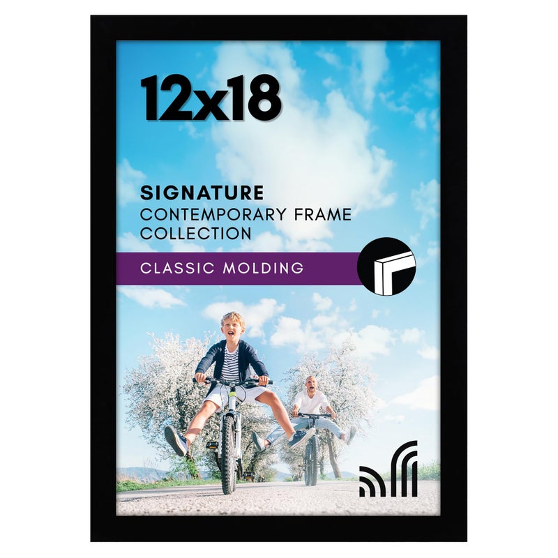 Americanflat 12x18 Poster Frame with ShatterResistant Glass  Signature Collection  GalleryStyle Frames Made of Engineered Wood  Photo Frame for Wall Display  Black