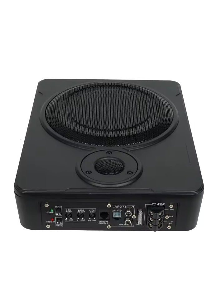 SHEZA STAR - 10 Inch Low Profile Amplified Subwoofer System 800 Watt Compact Enclosed Active Under Seat Car Audio Subwoofer with Built in Amp Powered Car Subwoofer with Low & High Level Inputs Black - Image 1
