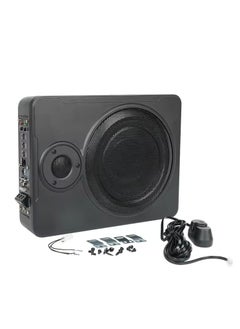 10 Inch Low Profile Amplified Subwoofer System 800 Watt Compact Enclosed Active Under Seat Car Audio Subwoofer with Built in Amp Powered Car Subwoofer with Low & High Level Inputs Black