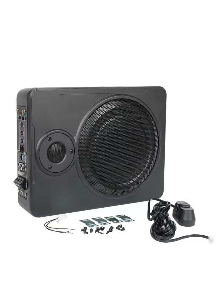 SHEZA STAR - 10 Inch Low Profile Amplified Subwoofer System 800 Watt Compact Enclosed Active Under Seat Car Audio Subwoofer with Built in Amp Powered Car Subwoofer with Low & High Level Inputs Black - Image 1