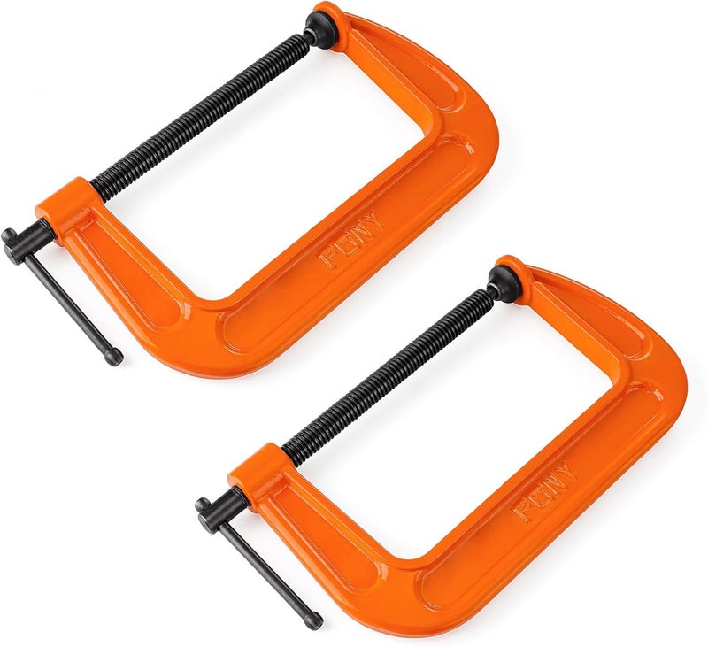Pony 6-in C-Clamp Set, Clamps for Woodworking,1000lbs Load Limit, 2660 C-Clamp, Ideal for most DIY, Woodworking and Household Clamping Projects-2 Pack - Image 1