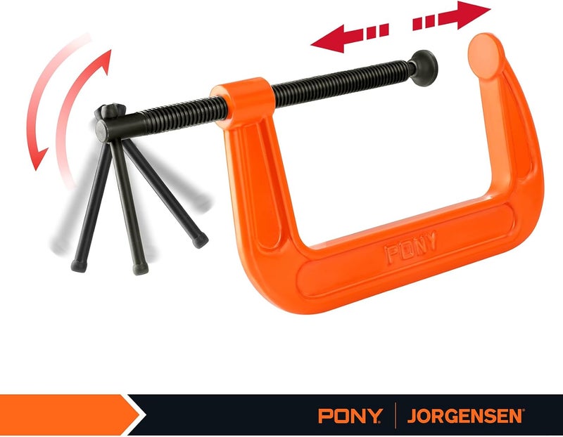 Pony 6-in C-Clamp Set, Clamps for Woodworking,1000lbs Load Limit, 2660 C-Clamp, Ideal for most DIY, Woodworking and Household Clamping Projects-2 Pack - Image 5