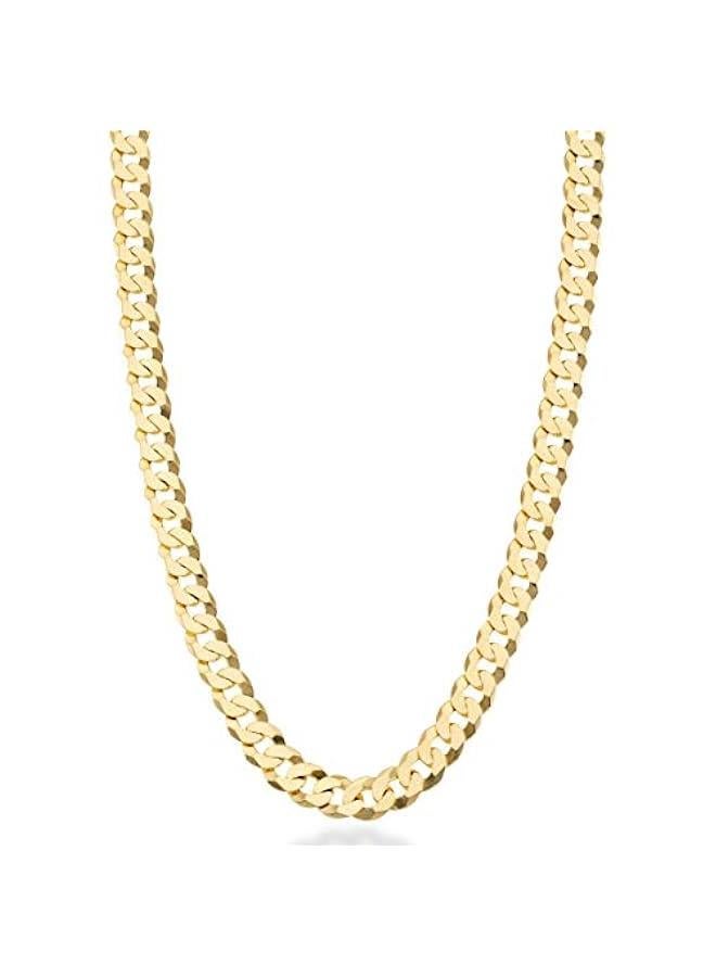 Arabest Solid 18K Gold Over Sterling Silver Italian 7mm Diamond-Cut Cuban Link Curb Chain Necklace for Men Women - Image 1