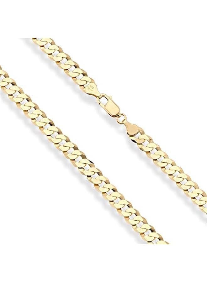 Arabest Solid 18K Gold Over Sterling Silver Italian 7mm Diamond-Cut Cuban Link Curb Chain Necklace for Men Women - Image 2