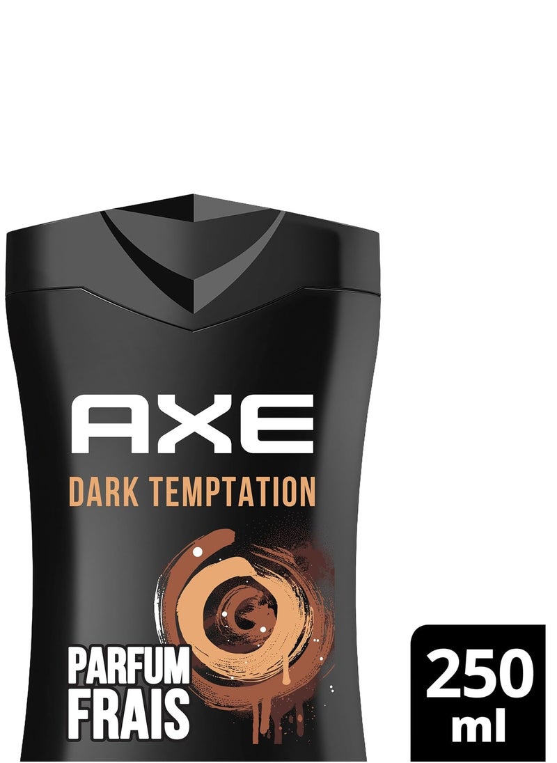 Axe AXE Body Wash Dark Temptation, Chocolate Scent, 12 Hours Refreshing Fragrance, 3 in 1 Body, Face, and Hair wash, 250ml  - Image 1