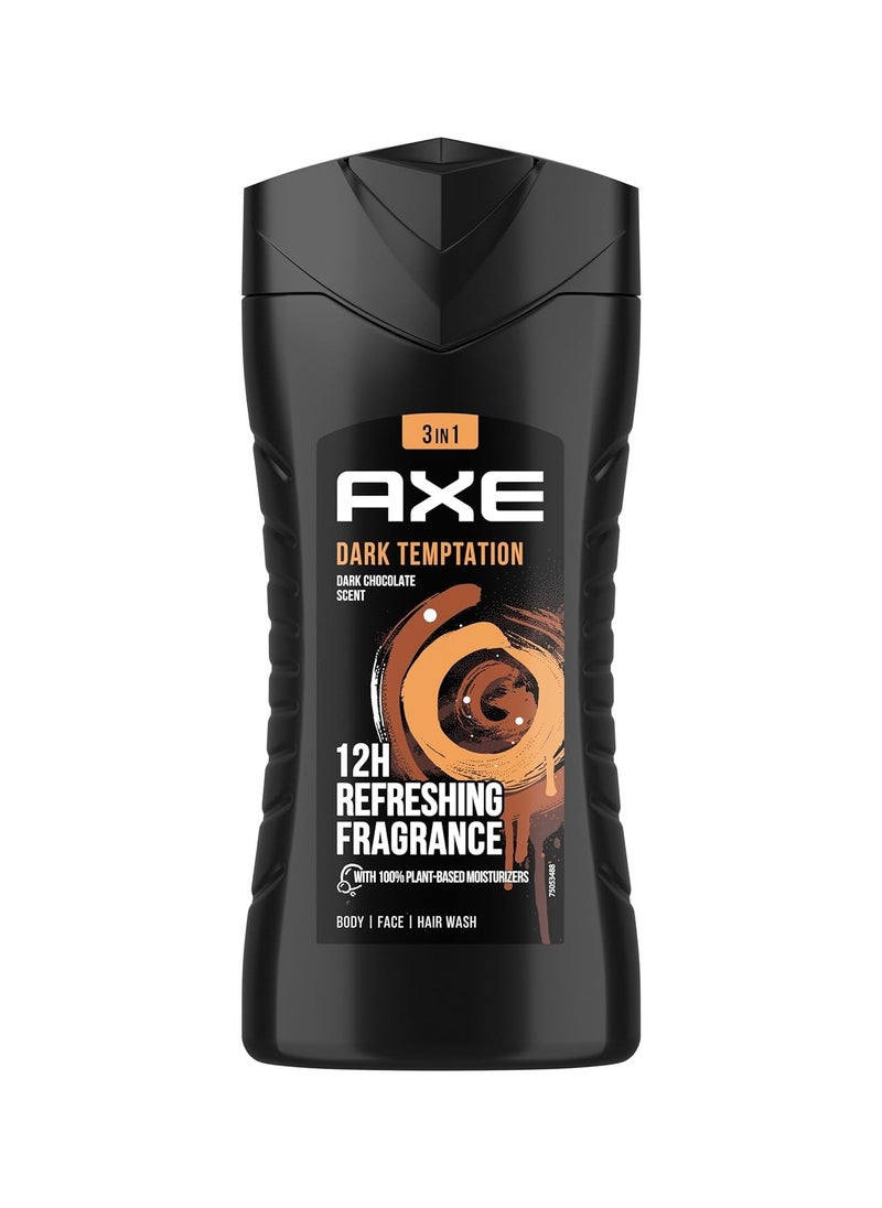 Axe AXE Body Wash Dark Temptation, Chocolate Scent, 12 Hours Refreshing Fragrance, 3 in 1 Body, Face, and Hair wash, 250ml  - Image 2