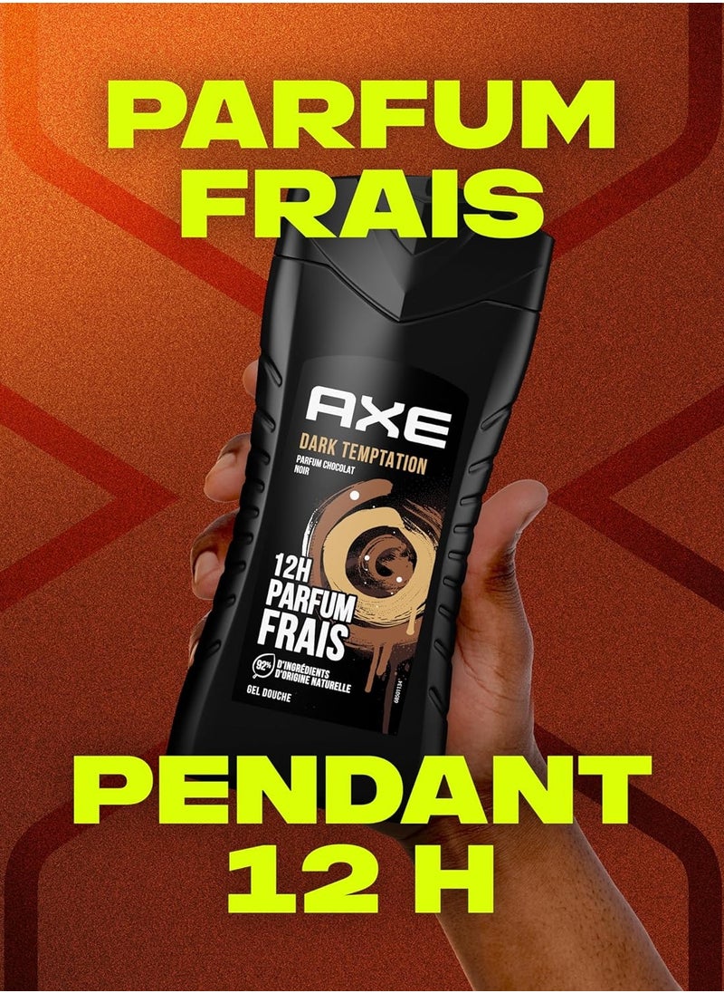 Axe AXE Body Wash Dark Temptation, Chocolate Scent, 12 Hours Refreshing Fragrance, 3 in 1 Body, Face, and Hair wash, 250ml  - Image 4