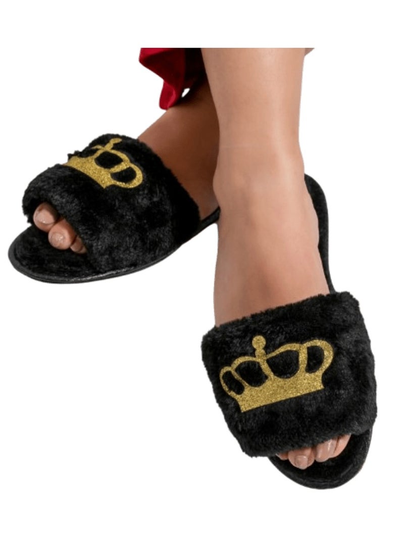 black fur slipper queen style40/41