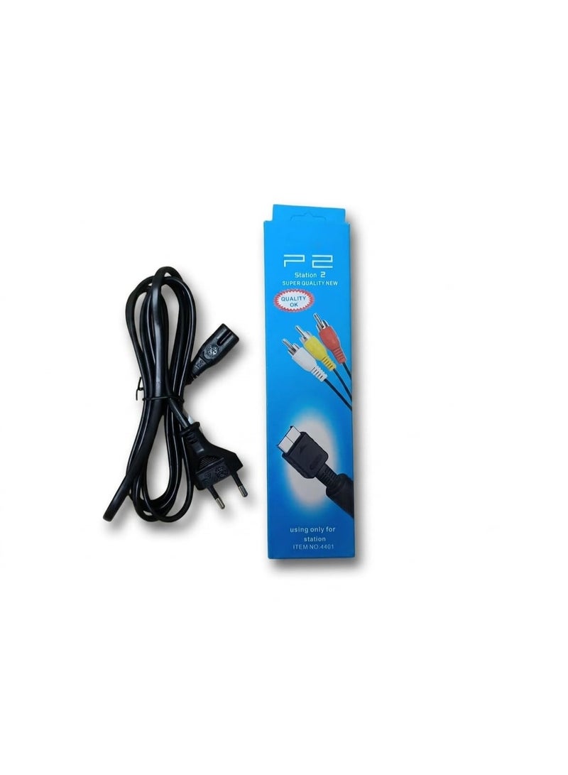باندل كابلات بلايستيشن (فيديو + باور): كابل RCA وكابل طاقة متوافق مع PS1, PS2, PS3 - Image 1