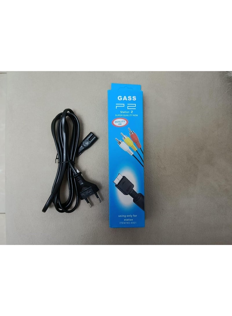 باندل كابلات بلايستيشن (فيديو + باور): كابل RCA وكابل طاقة متوافق مع PS1, PS2, PS3 - Image 2