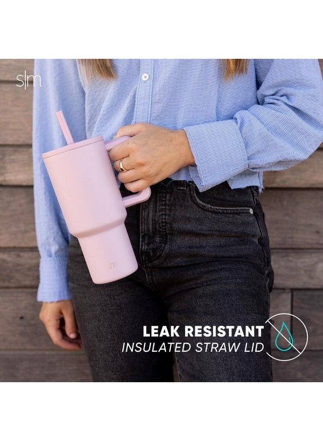 سيمبل مودرن كوب تريك بسيط وعصري، سعة 30 أونصة، بمقبض وغطاء من القش | كوب سفر معزول من الفولاذ المقاوم للصدأ، مناسب لحامل الأكواب | أسود داكن - Image 4