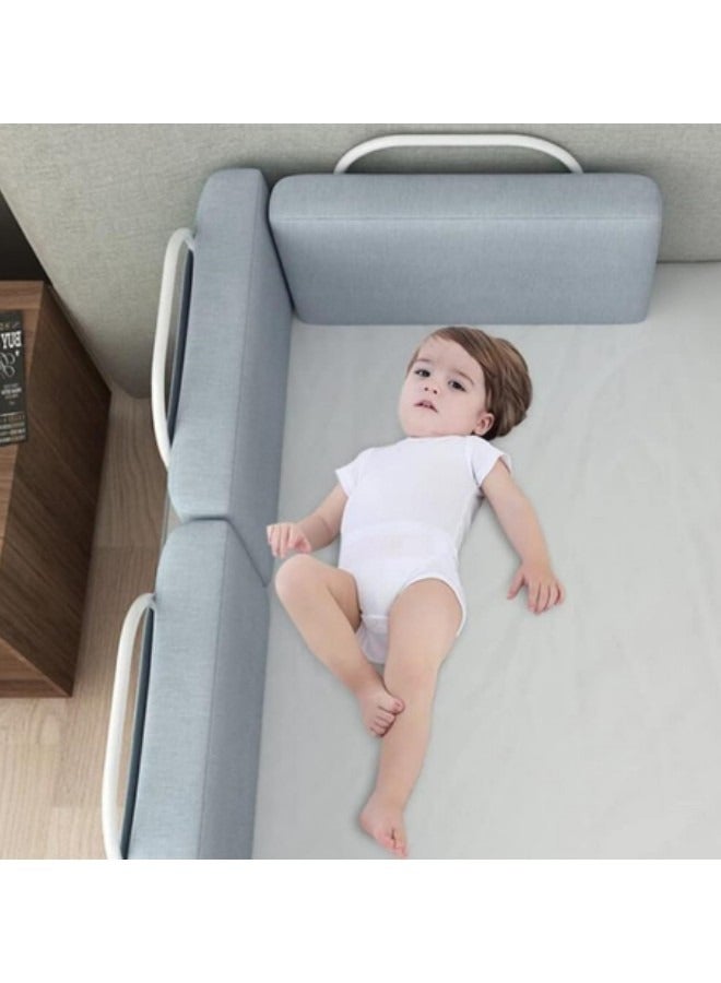 GGEROU 3-Piece Bed Guard Rail Bed Safety Barrier Protection Bed Guard Rail for Cribs,Height Adjustable Bed Rail Guard 50x28cm Grey - Image 2