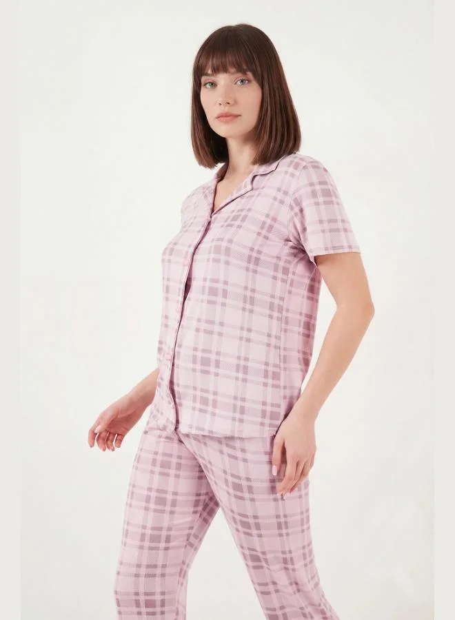Lela  Lela Patterned Soft Textured Regular Fit Buttoned Short-Sleeved Pajama Set for Women PAJAMAS SET 65750101Y for Women | Best Price UAE