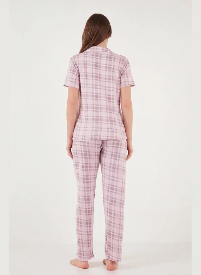 Lela  Lela Patterned Soft Textured Regular Fit Buttoned Short-Sleeved Pajama Set for Women PAJAMAS SET 65750101Y for Women | Best Price UAE