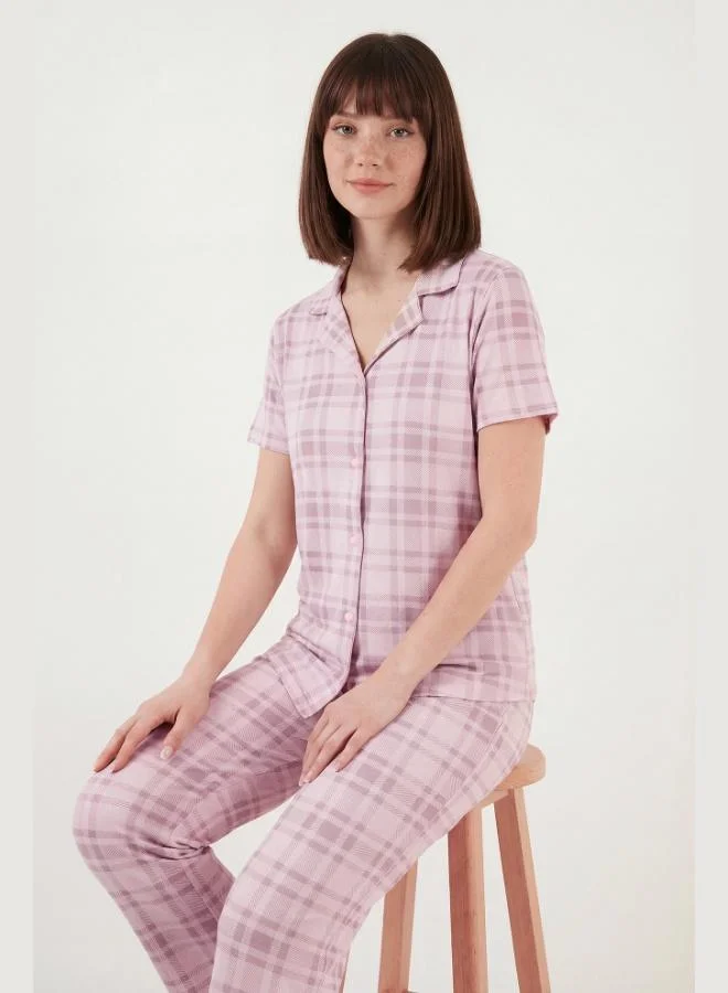 Lela  Lela Patterned Soft Textured Regular Fit Buttoned Short-Sleeved Pajama Set for Women PAJAMAS SET 65750101Y for Women | Best Price UAE