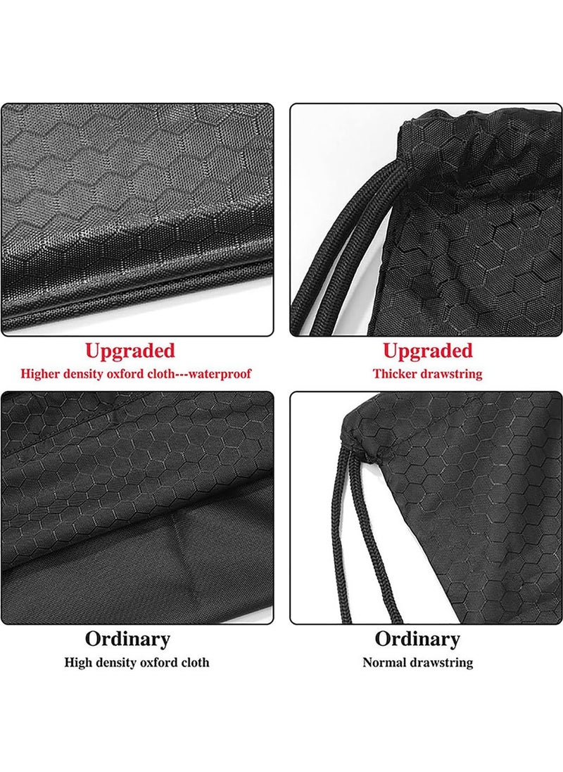 YOUGE Drawstring Backpack,Sports Canvas Bag,Waterproof Oxford Fabric Drawstring Bag,Swimming Bag,Basketball Bag,Soccer Bag,Zipper 43*49cm(Black)  - Image 2