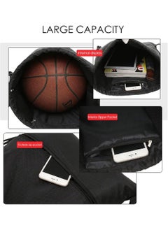YOUGE Drawstring Backpack,Sports Canvas Bag,Waterproof Oxford Fabric Drawstring Bag,Swimming Bag,Basketball Bag,Soccer Bag,Zipper 43*49cm(Black)  - Image 4