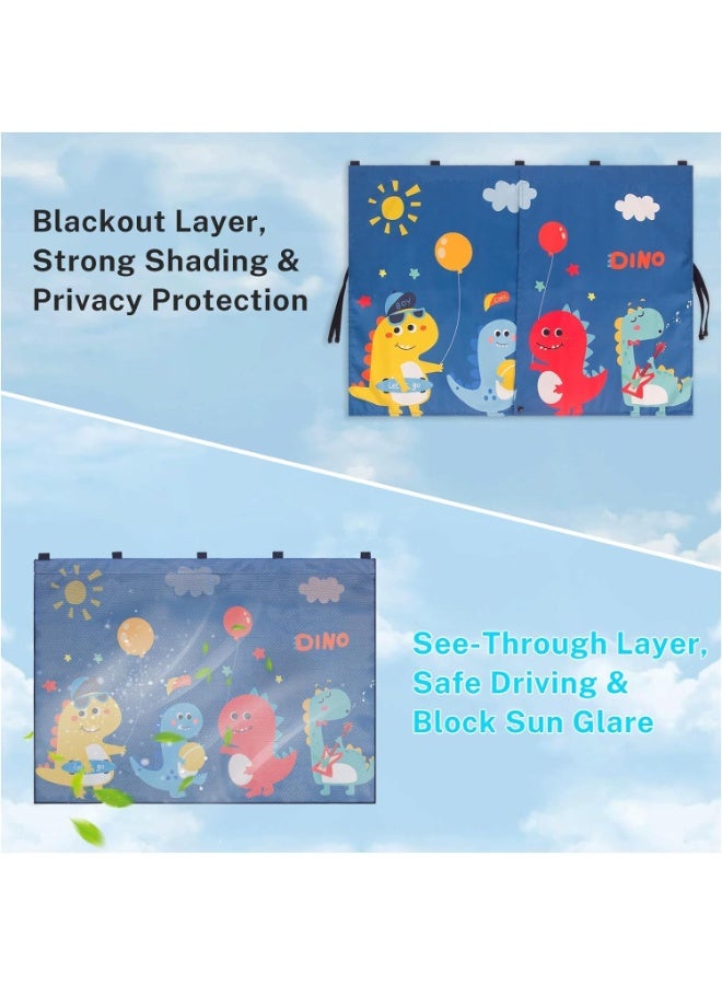 Relex Sun Protection Car Baby, 68 * 50Cm Sun Protection Car Back, Magnetic Buckles Adjustable Car Curtains, Car Sun Shade Kids with UV Protection Cute Dinosaur Pattern - Image 4