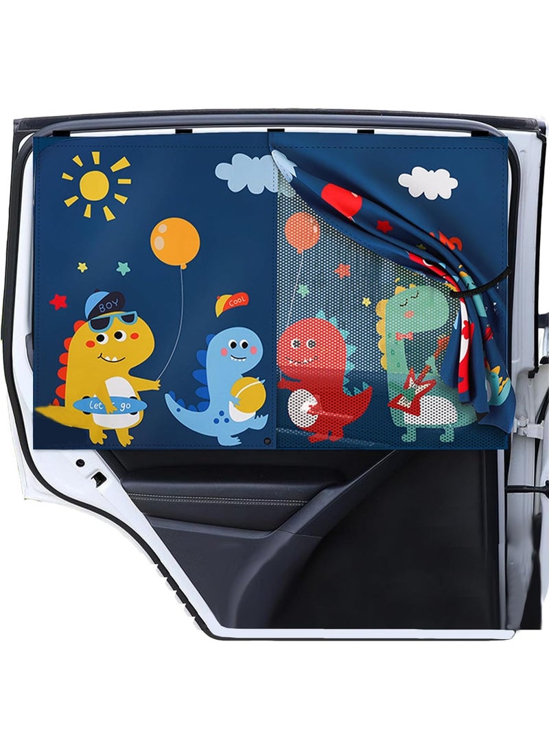 Relex Sun Protection Car Baby, 68 * 50Cm Sun Protection Car Back, Magnetic Buckles Adjustable Car Curtains, Car Sun Shade Kids with UV Protection Cute Dinosaur Pattern - Image 1