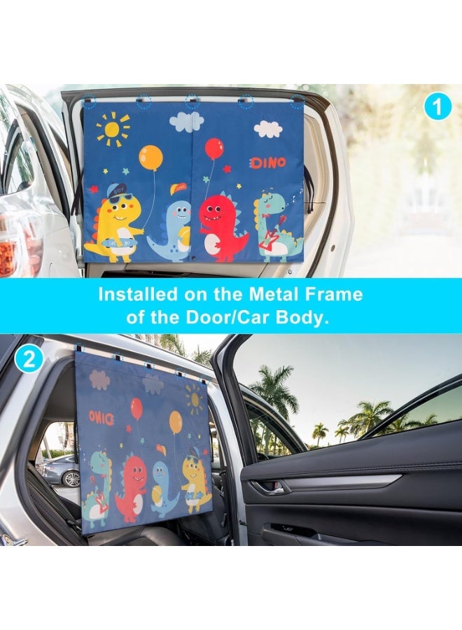Relex Sun Protection Car Baby, 68 * 50Cm Sun Protection Car Back, Magnetic Buckles Adjustable Car Curtains, Car Sun Shade Kids with UV Protection Cute Dinosaur Pattern - Image 5